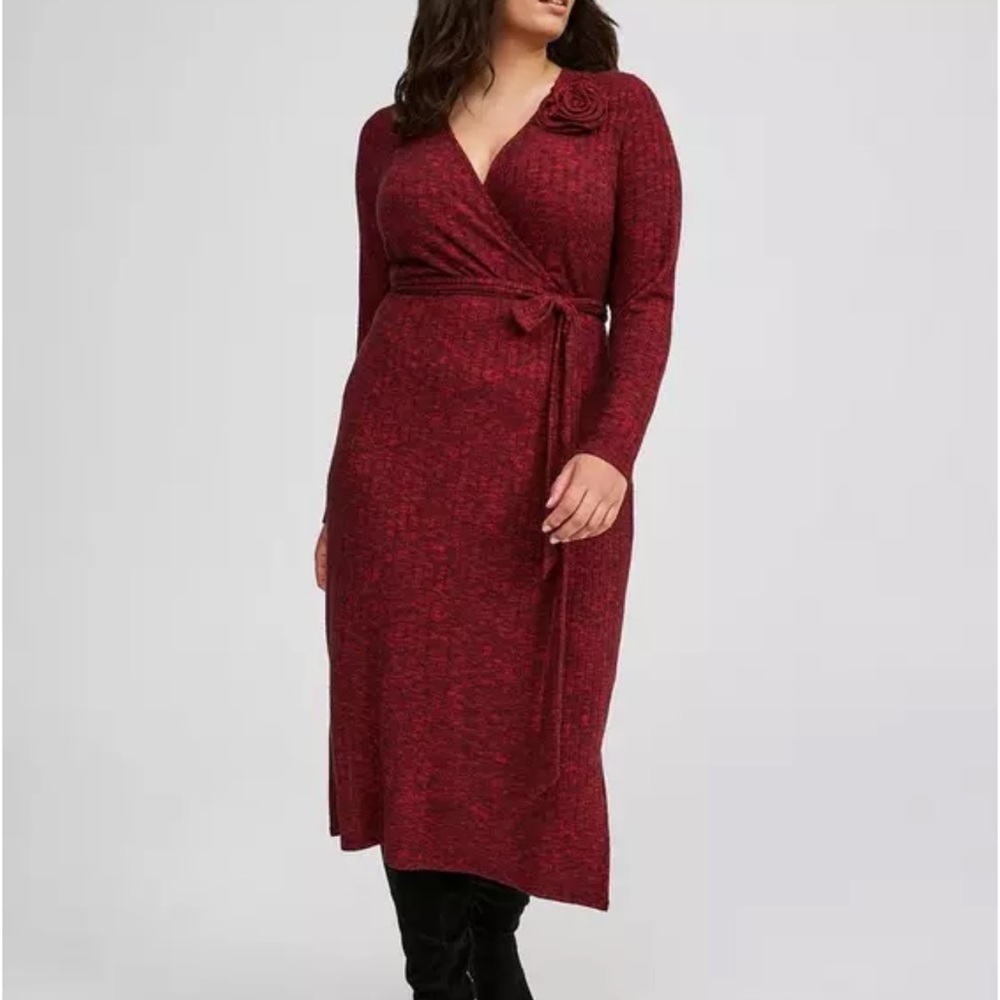 NWT Torrid Elegant Red Wrap Dress Size: 3X